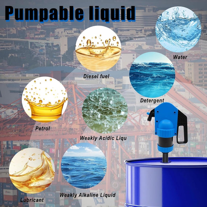 NimRay Lever Action Drum Pump Cost-Effective Replacement - Manual Barrel Pump for DEF,Antifreeze, Gasoline, Fuel & Low concentration liquid,Siphon Pump for 55 Gallon Includes 6.56 ft of 3/4”Corrugated Hose - Image 2